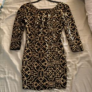 Black and Gold sequins dress